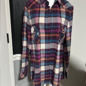 Women's Multicolor Plaid Button-Down Flannel Shirt